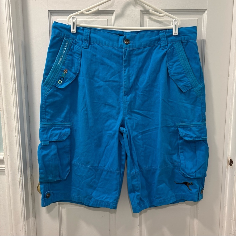 Vtg Coogi Men’s Cargo Shorts Size 42 Blue Embroidered Streetwear 90s Y2K Hip Hop